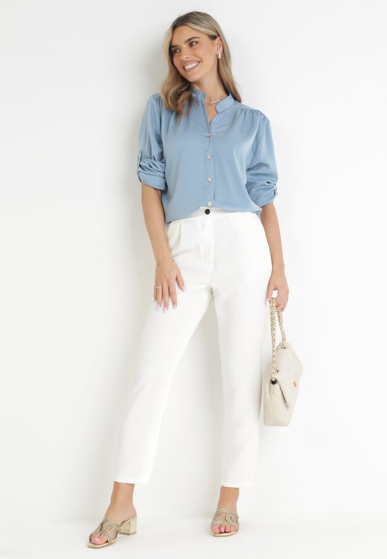 Pantaloni albi țigaretă Borlo