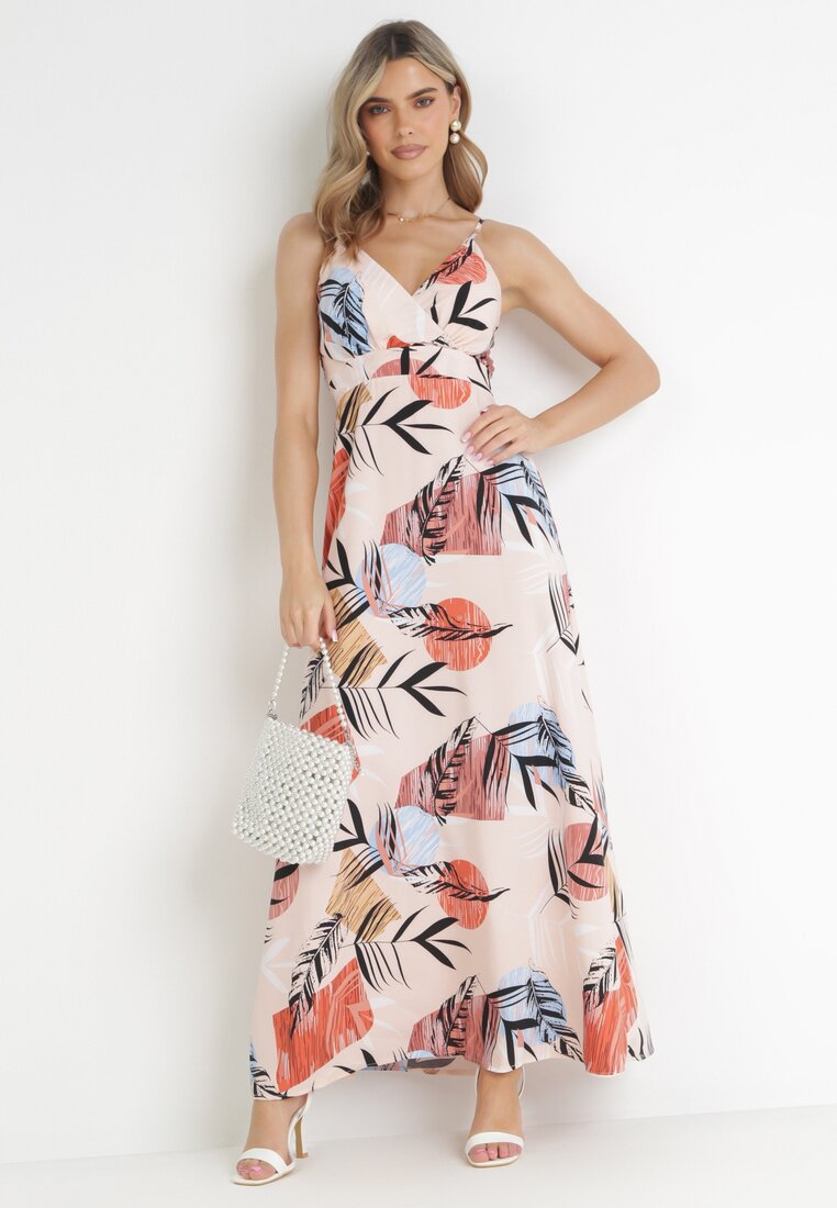 Rochie Roz Cloș Maxi cu Decolteu petrecut Gianina