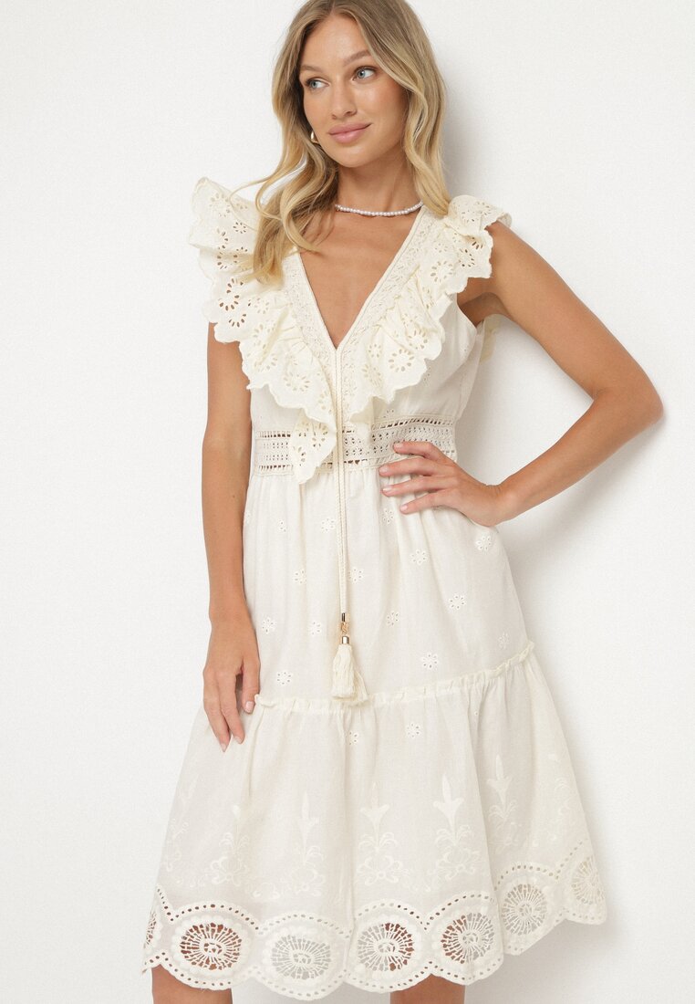 Rochie Bej Evazată Midi Euphina