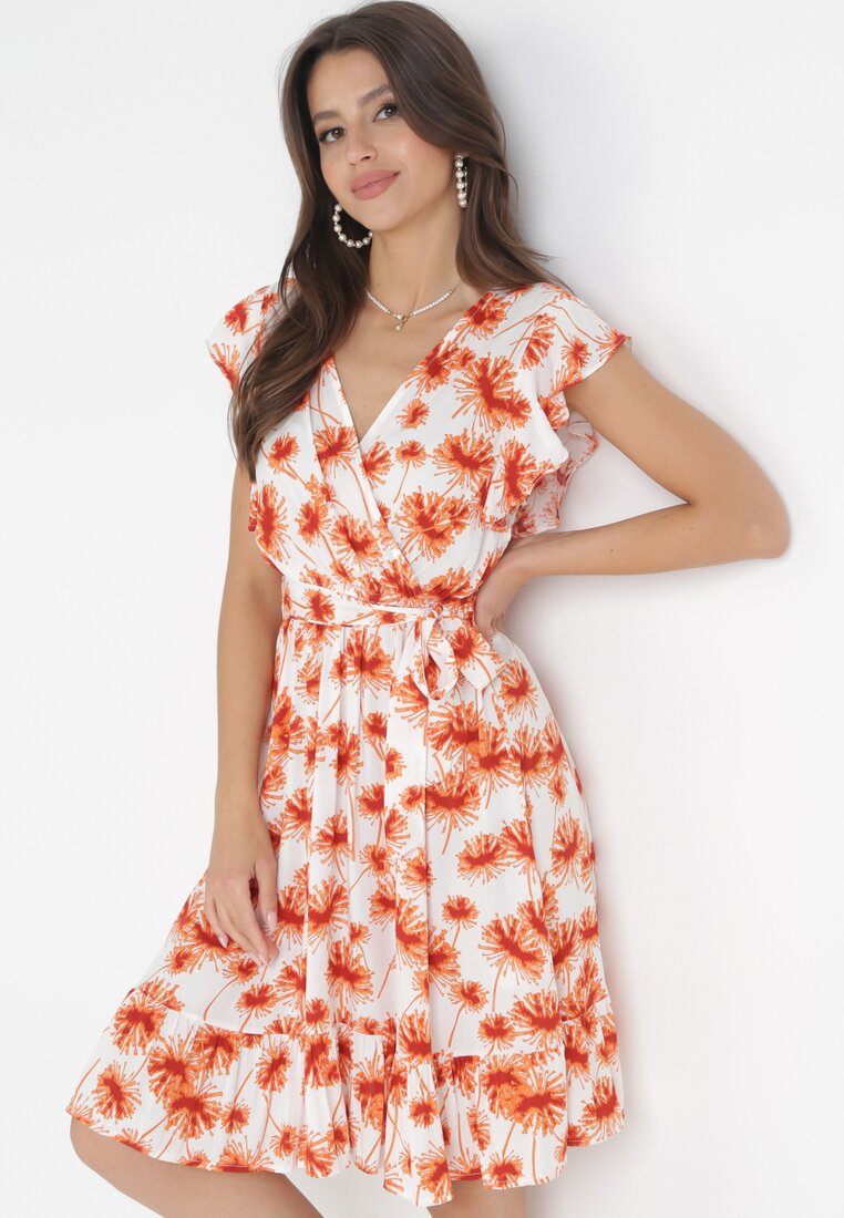 Rochie Roșie Petrecută cu Elastic în Talie Mubill