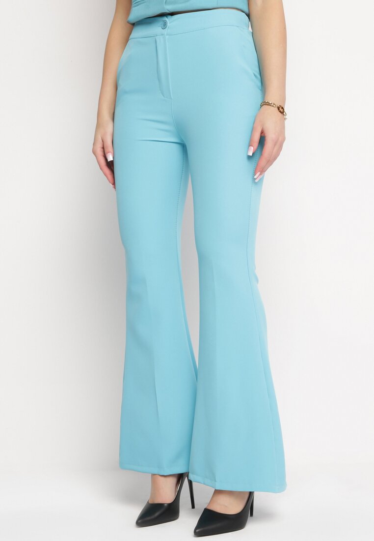 Pantaloni Albastri evazați în dungi Hippie