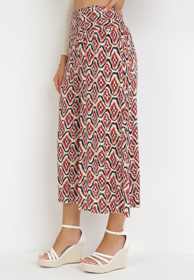 Pantaloni Bej-Roz Largi cu Talie Înaltă cu Lungime 7/8 Seraphia