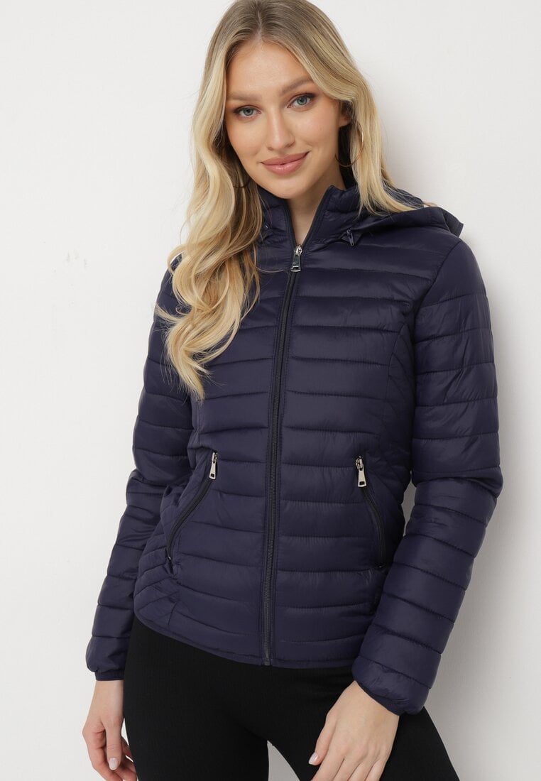 Jachetă bleumarin matlasată cu glugă detașabilă Nadisna