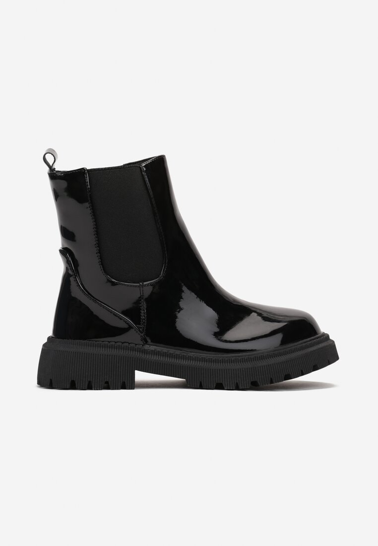 Botine Negre Lăcuite în Stil Chelsea Talasitta