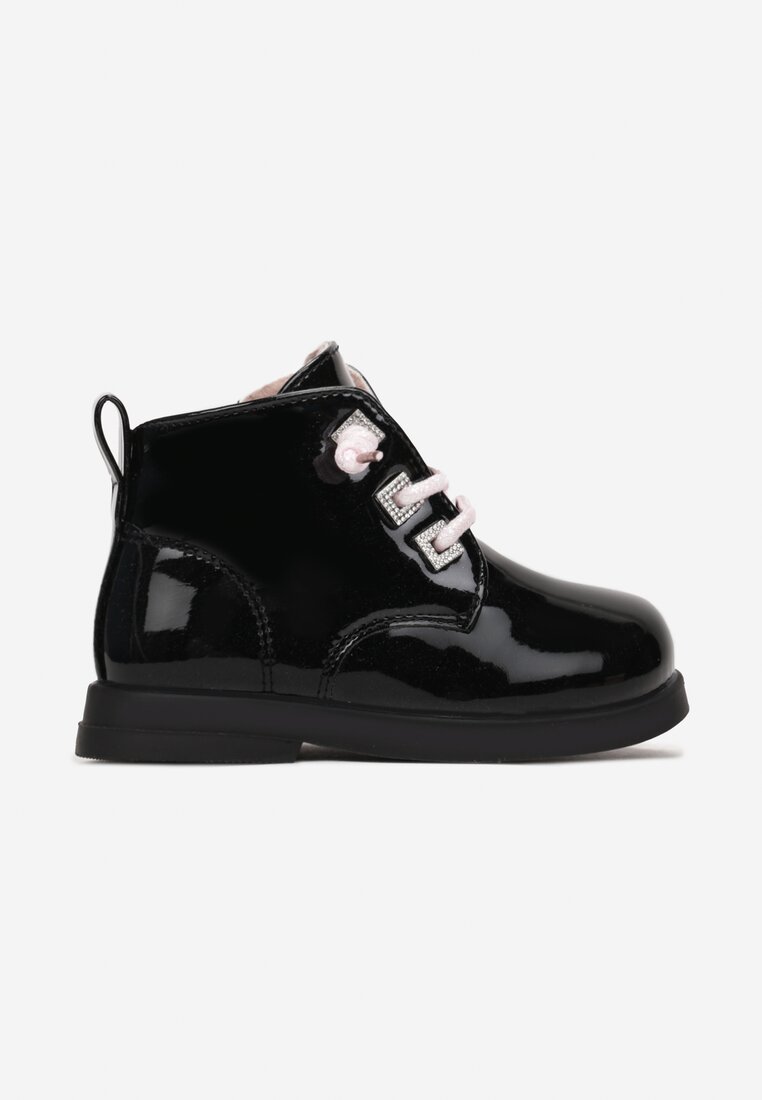 Botine Negre Lăcuite Decorate cu Sclipici și cu Pietre Sifeca