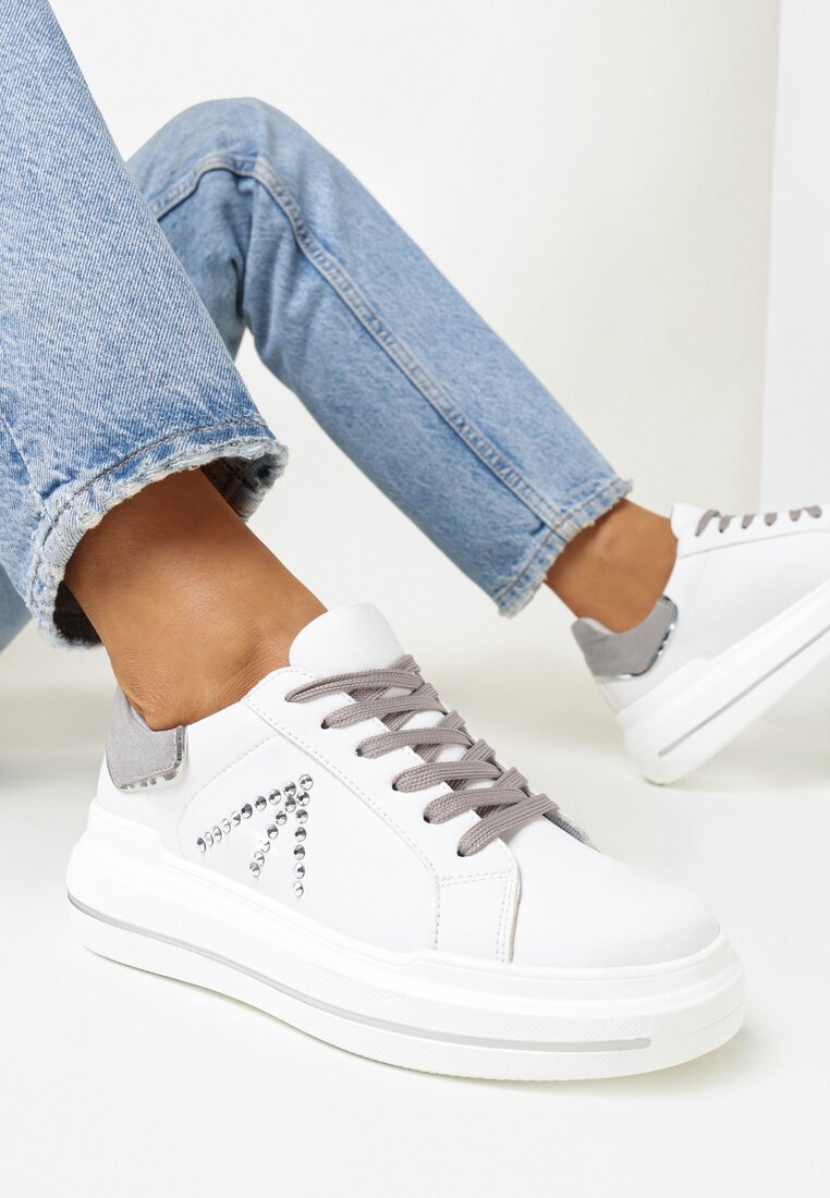 Sneakers Alb cu gri