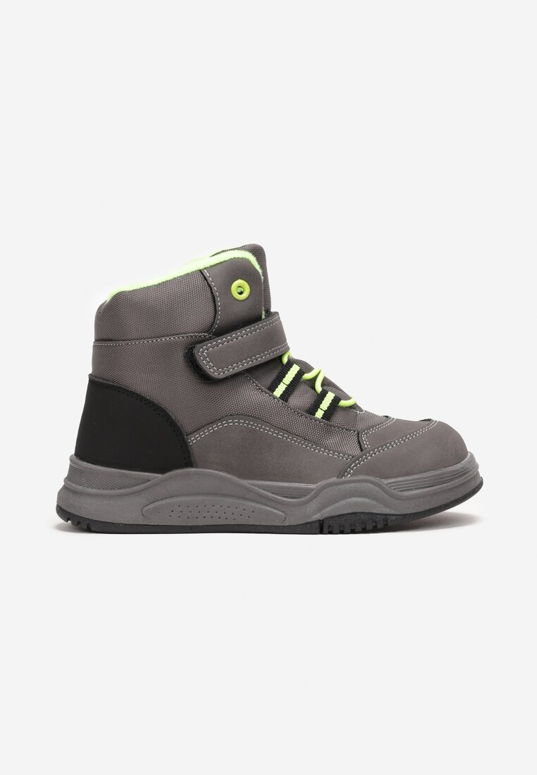 Botine Sport Gri cu Velcro și Șireturi Reflectorizante Pollacce