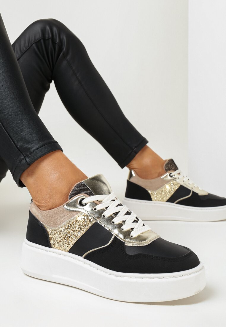 Adidași Negri cu Talpă Groasă Inise