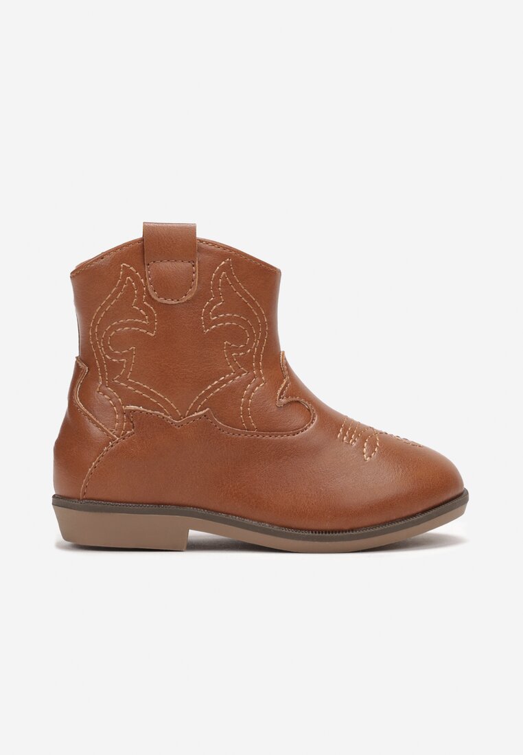 Botine Maro Stil cowboy cu cusături pe talpă plată Lmelie