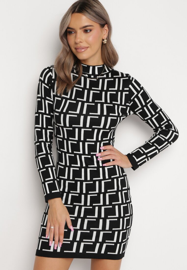 Rochie Neagră cu alb