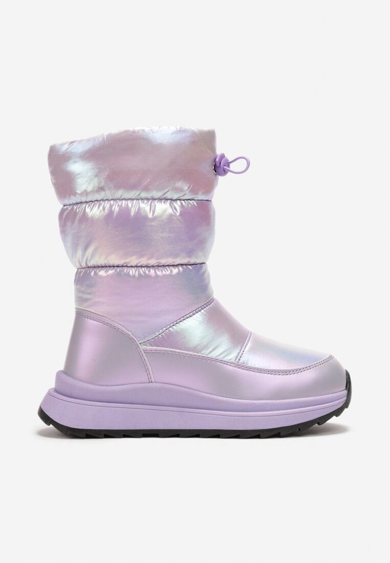 Cizme de zăpadă Mov cu Luciu Metalic și Cusături matlasate Aminese