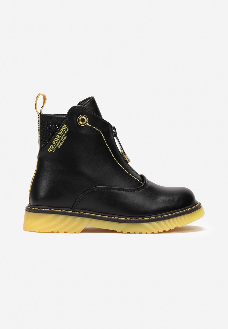 Botine Negru-Galben pe Talpă Groasă cu Strasuri Edinsa