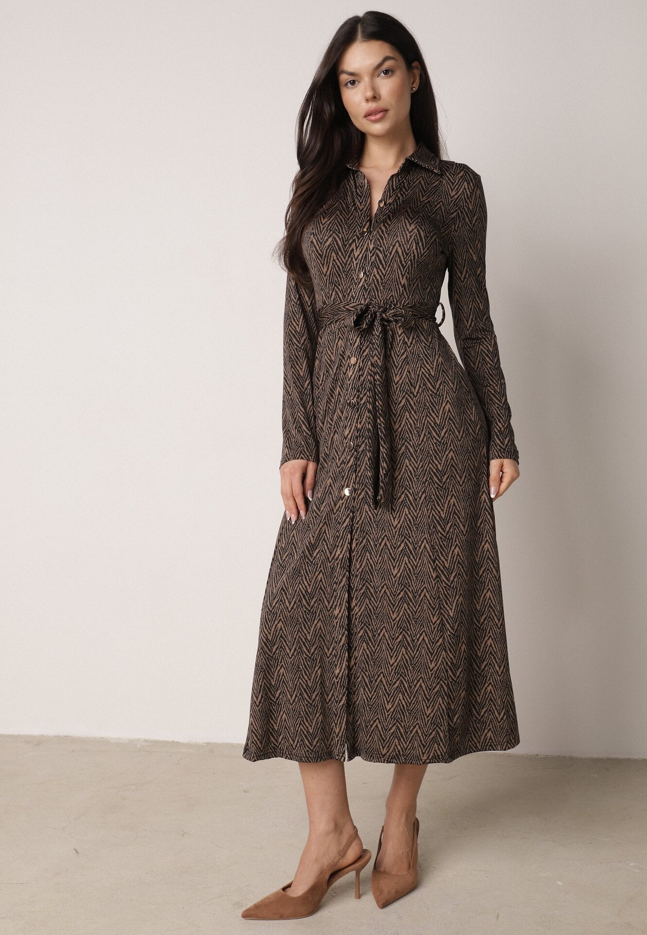 Rochie cămașă Maro Cloș cu cordon legat Cheresin