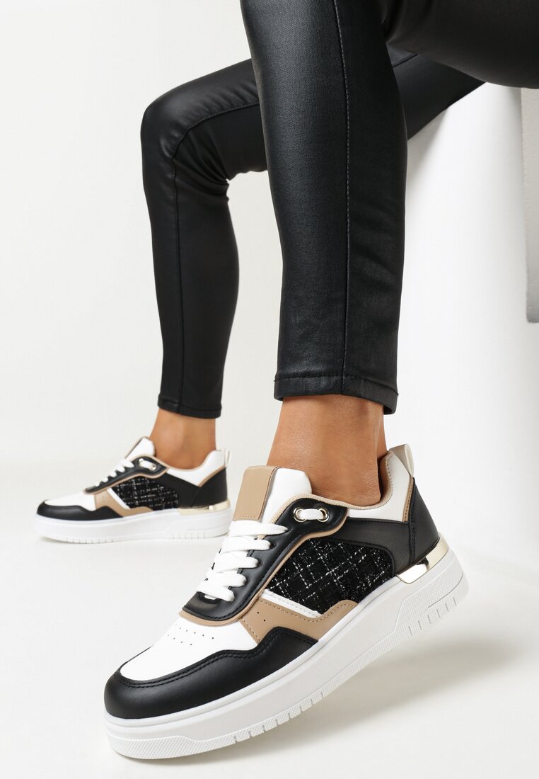 Adidași Negri pe Platformă Joasă cu Inserție Tweed Niman