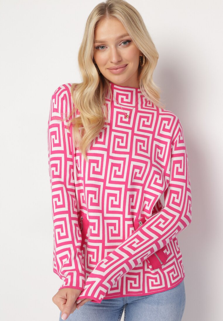Pulover pe gât Fucsia