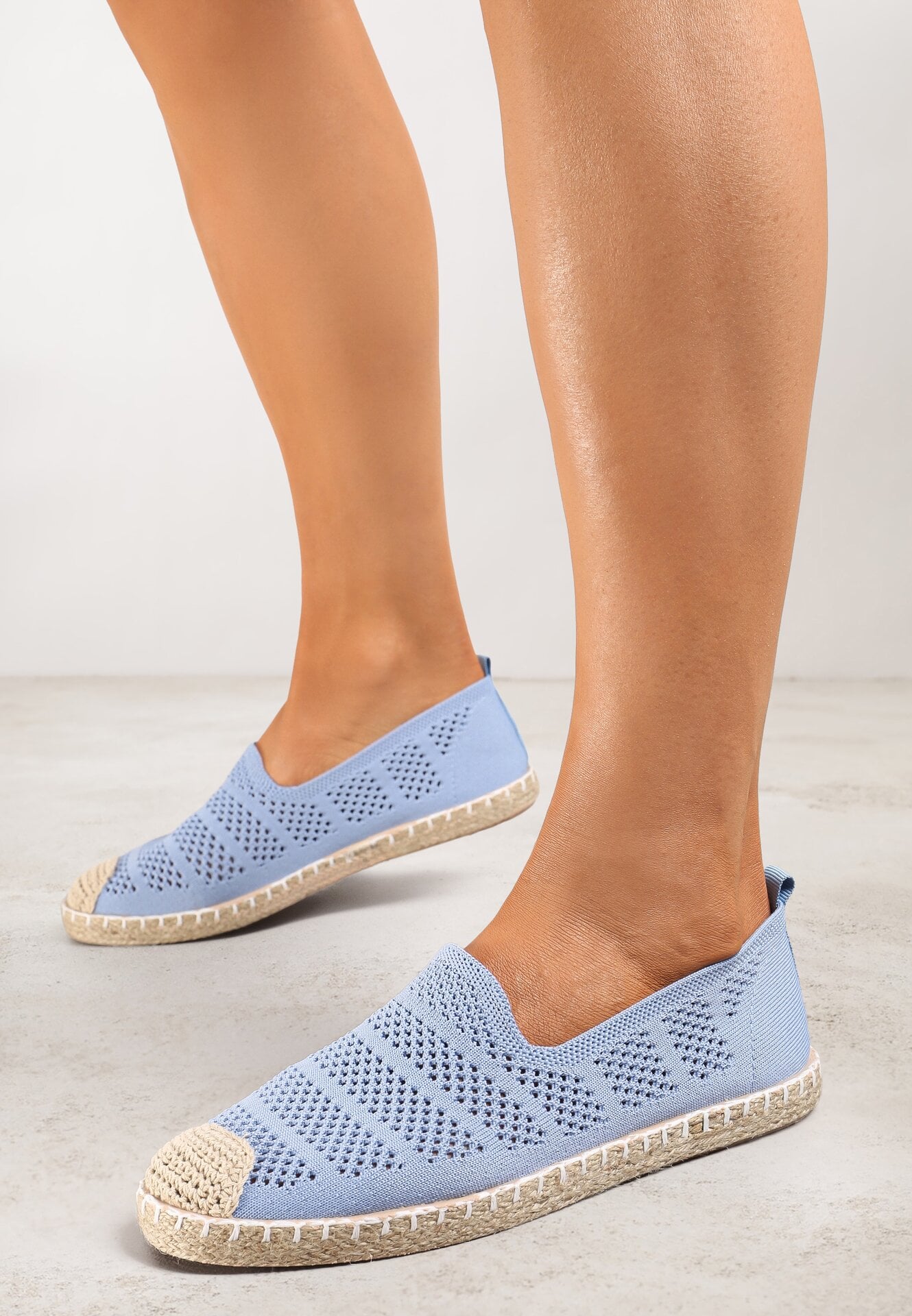 Espadrile Albastre din plasă ajurată, decorate cu împletitură Lanivesa