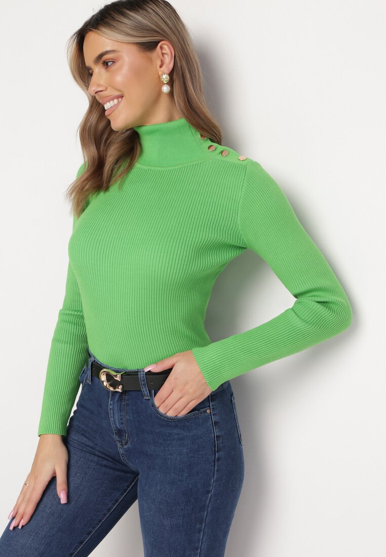 Pulover pe gât Verde