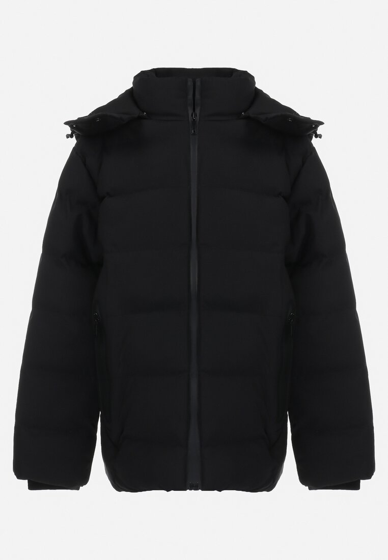 Geacă Neagră Matlasată de iarnă cu căptușeală din fleece Esusa