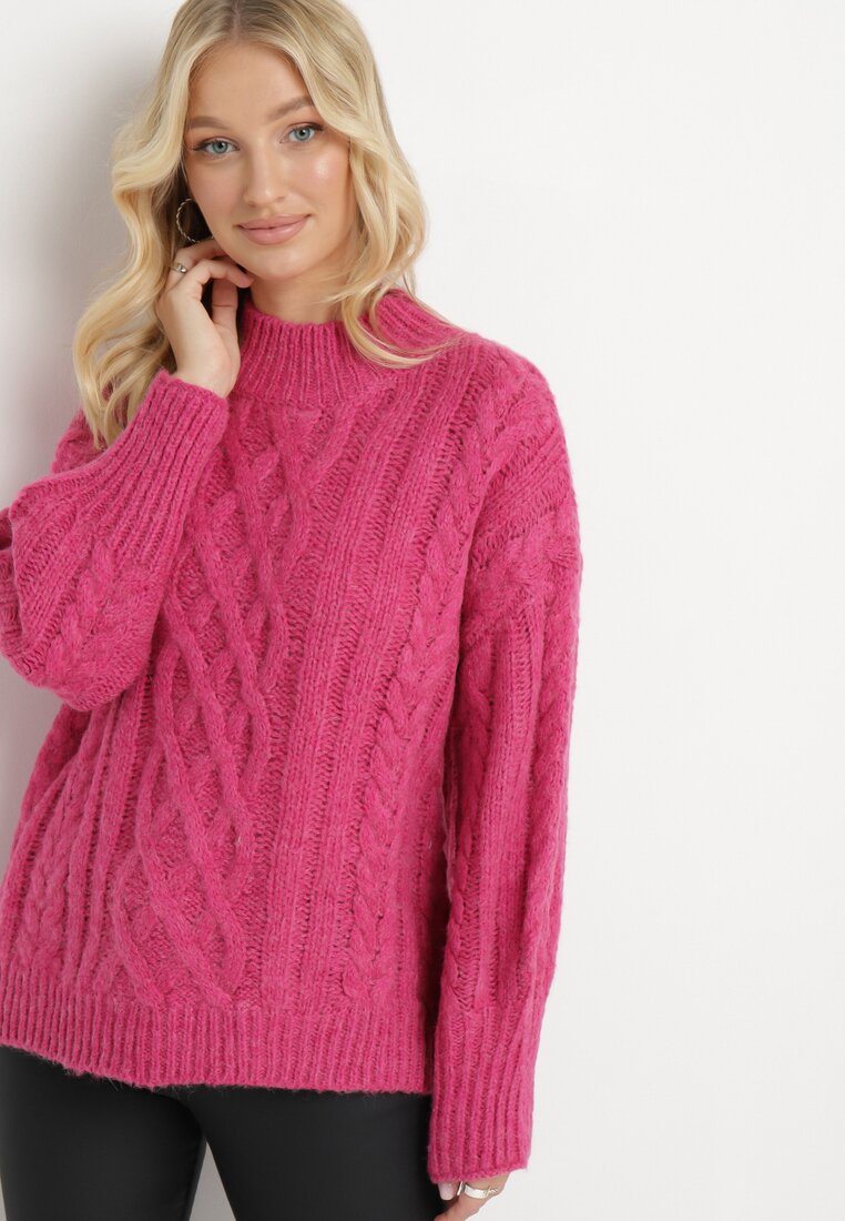 Pulover pe gât Fucsia