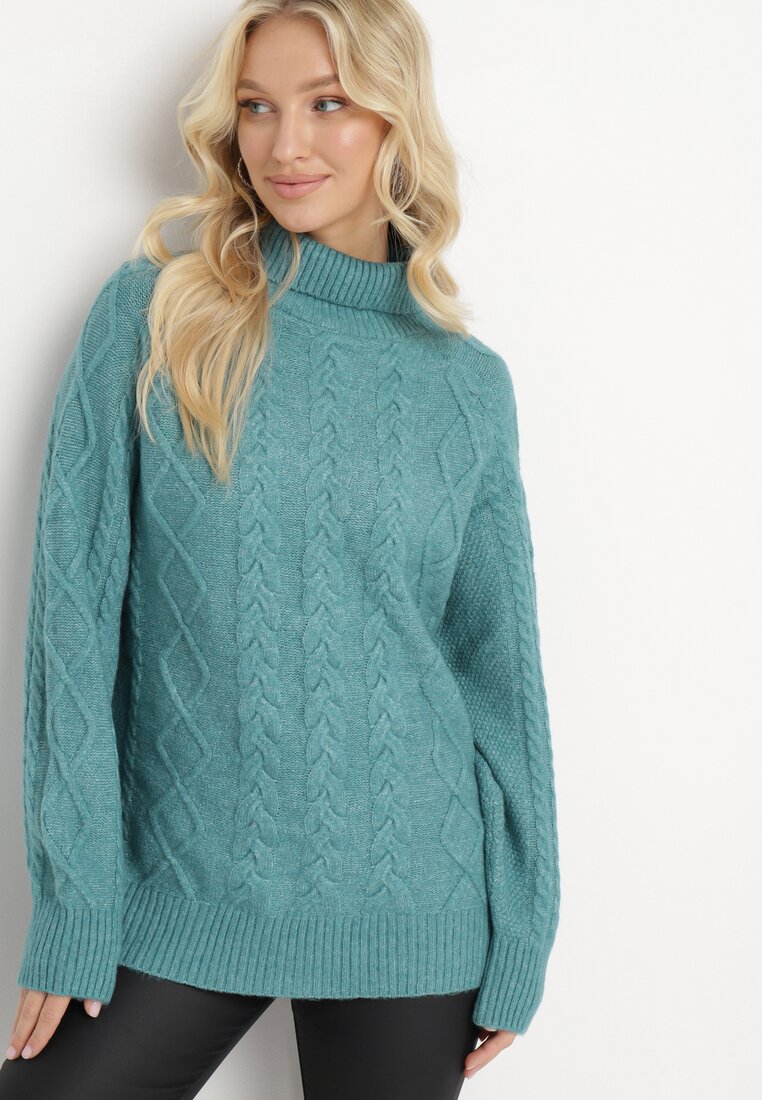 Pulover pe gât Verde