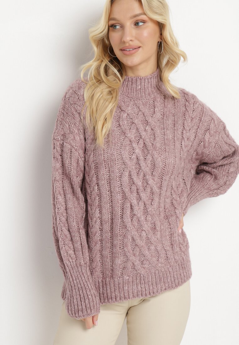 Pulover pe gât Mov deschis
