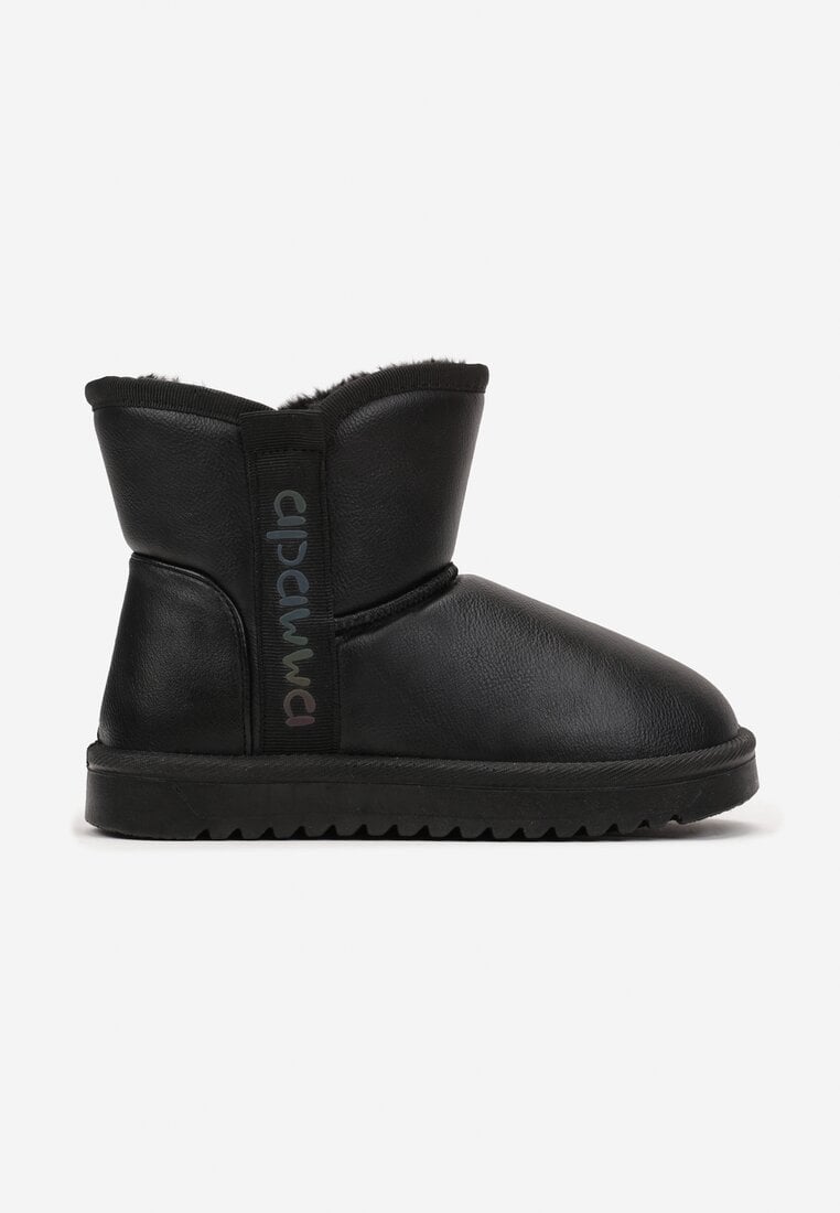 Ghete de zăpadă Negre peste gleznă cu inscripție cu sclipici Bellira