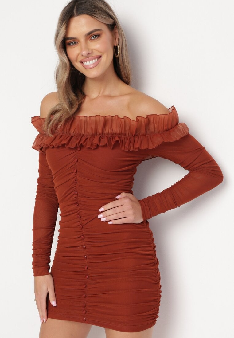 Rochie Maro Mulată Hispankă cu Volan Turlia