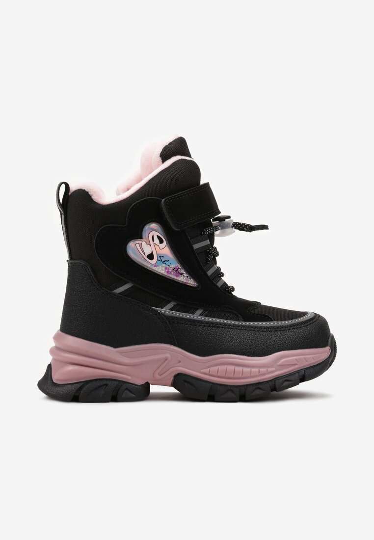 Botine Negru-Roz cu Talpă Groasă cu Velcro Silvaril