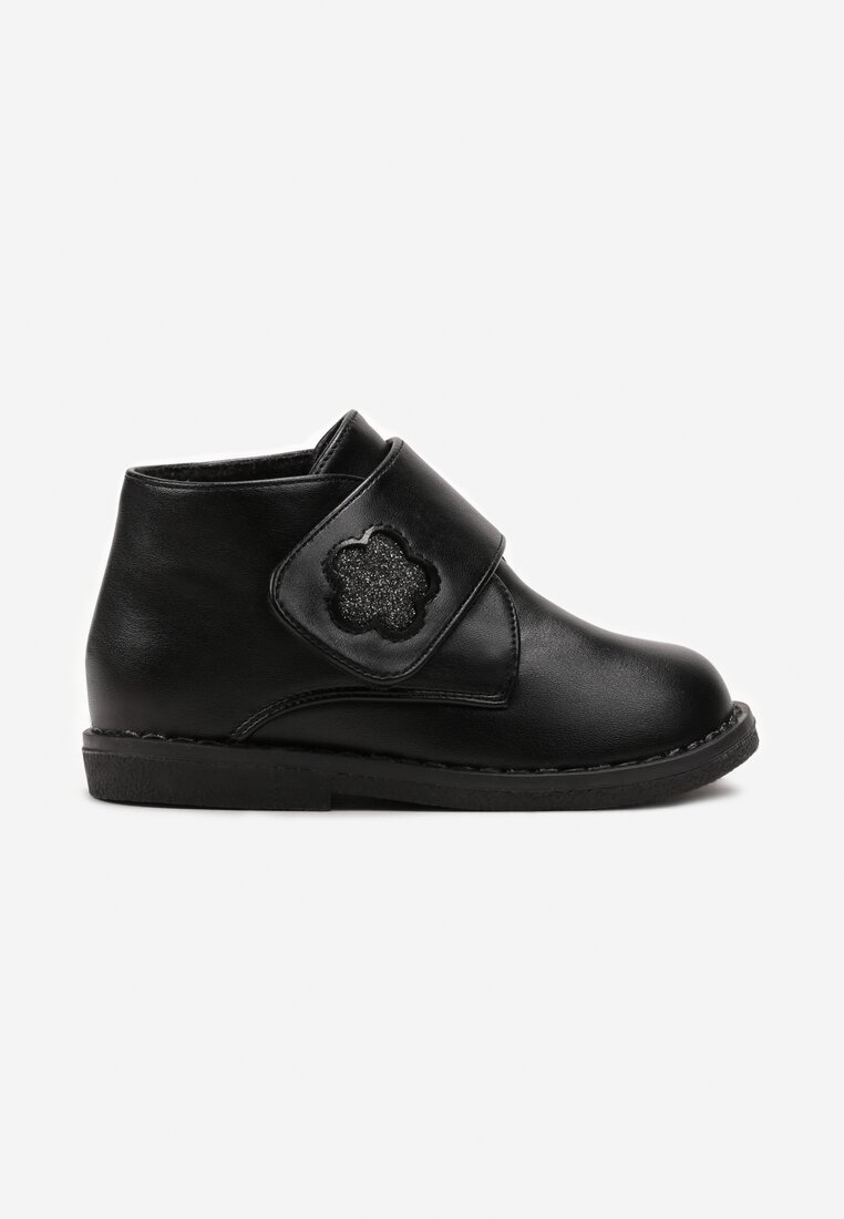 Botine Negre cu Scai cu Aplicație cu Sclipici Gravita