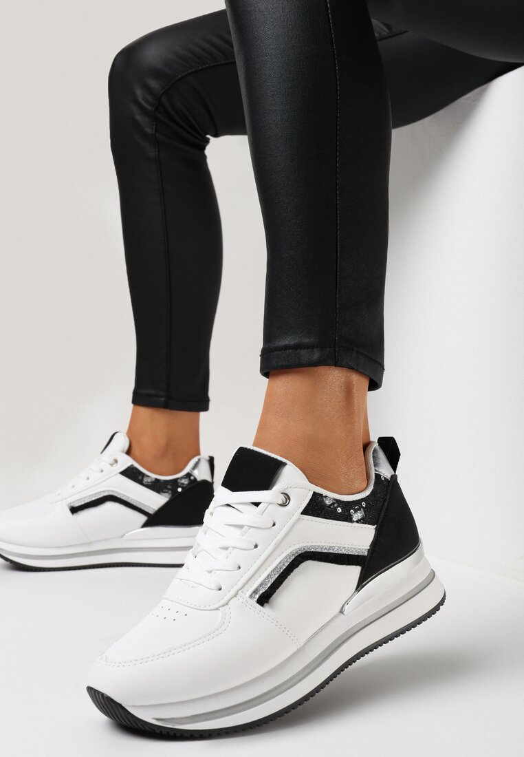 Sneakers Alb cu negru