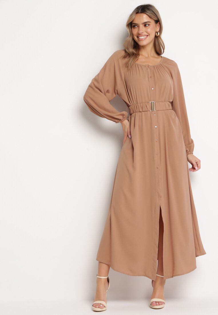 Rochie Lejeră Maxi Maro deschis cu nasturi și curea cu cataramă decorativă Liriti