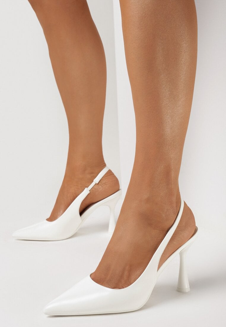 Sandale albe stiletto cu călcâiul descoperit Brennessa