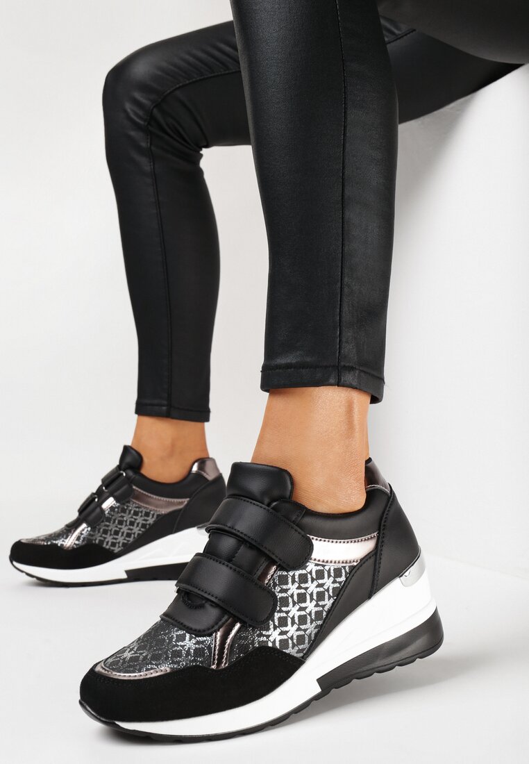 Adidași Negri cu scai pe platformă joasă Cratessa