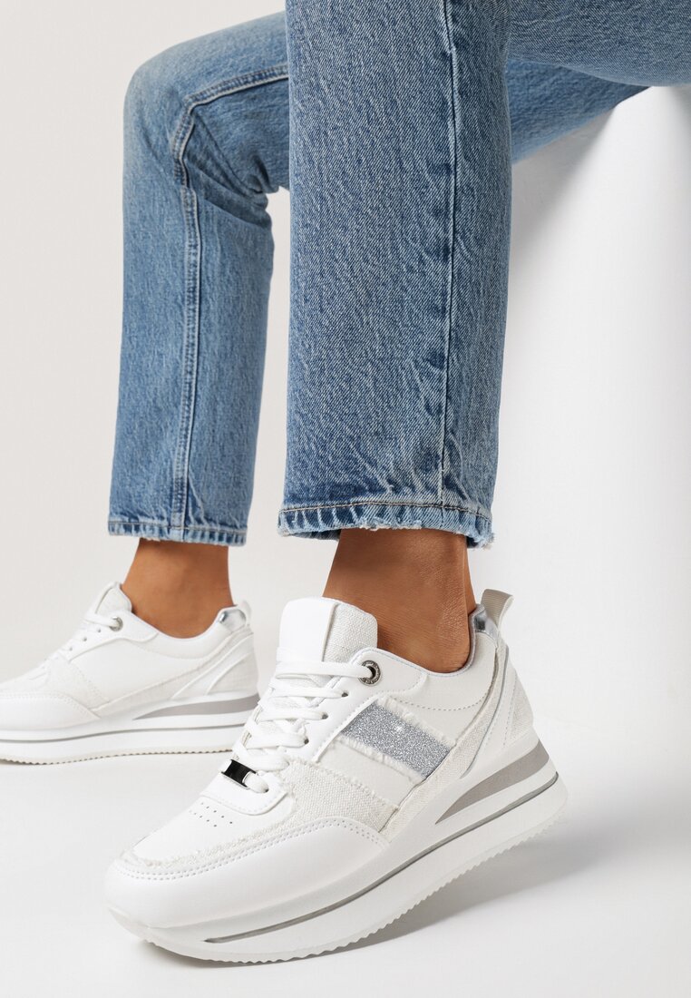 Sneakers Alb cu argintiu