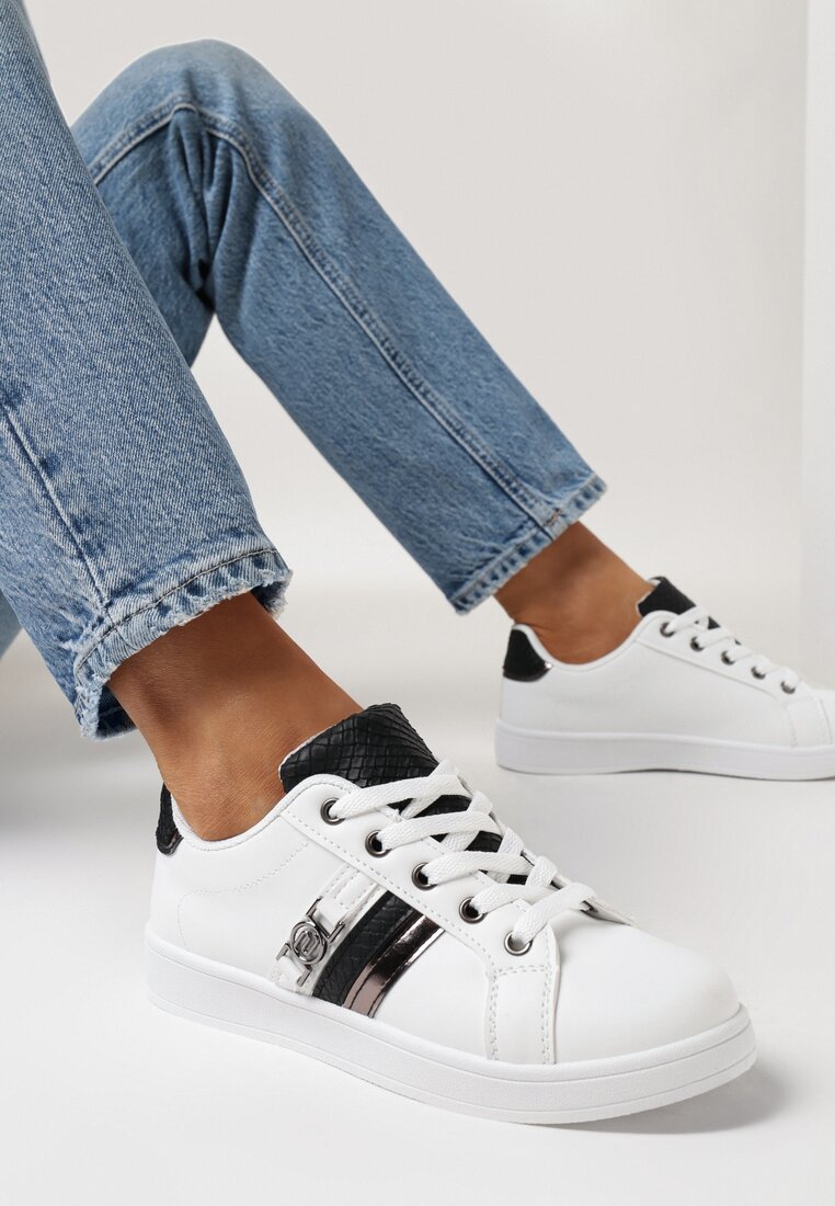 Adidași Alb-Negru până la gleznă cu cataramă decorativă Vilorea