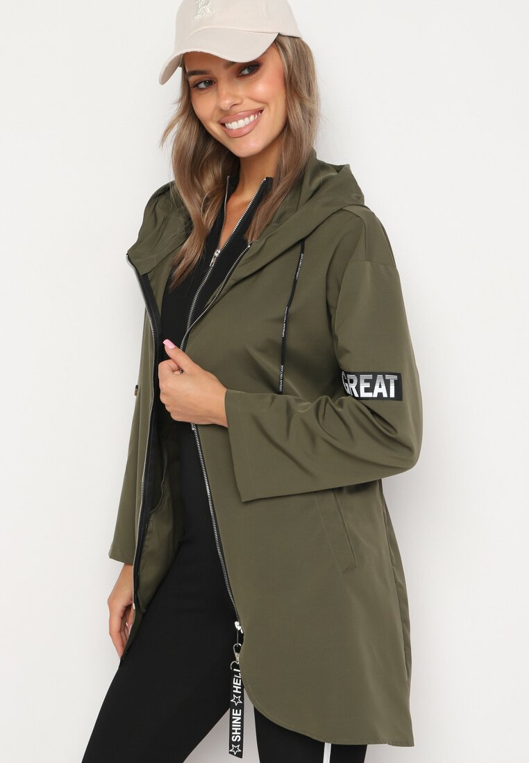Jachetă Verde închis Oversize Geacă de vânt cu glugă Lafise