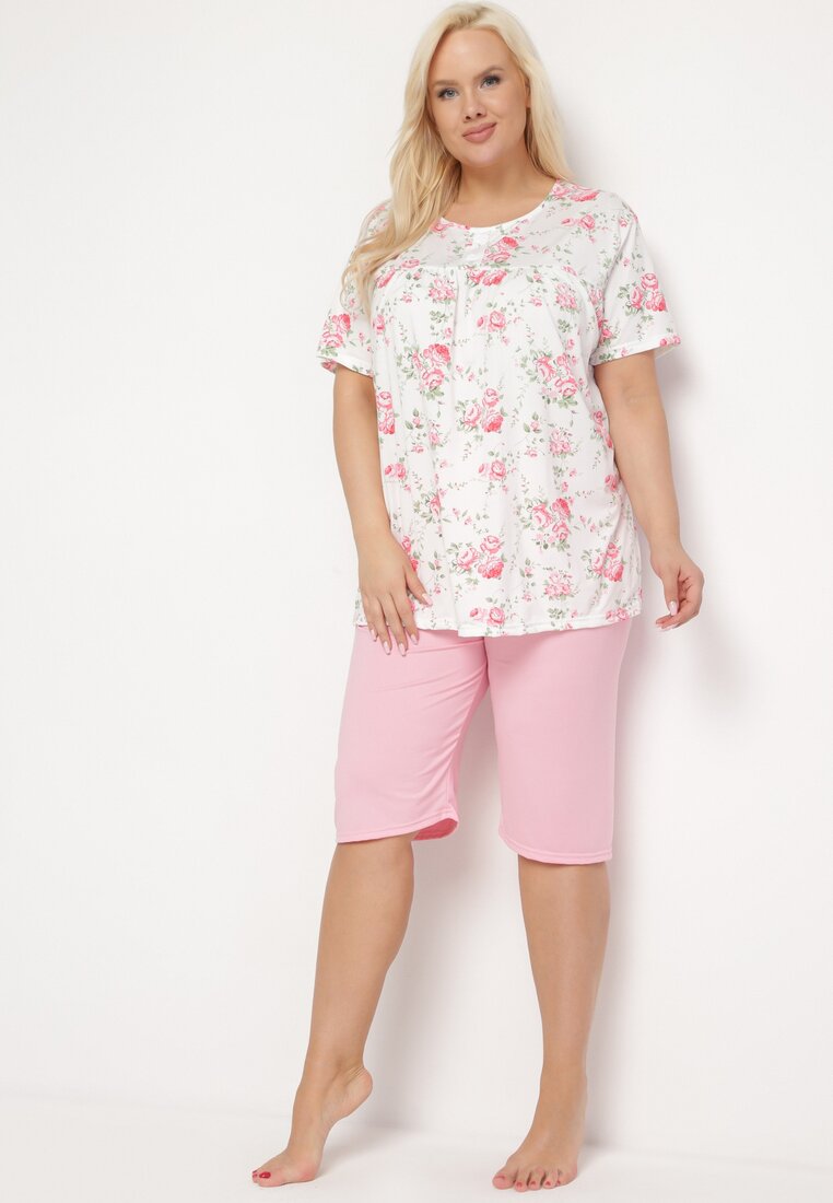 Compleu pijama Roz cu alb