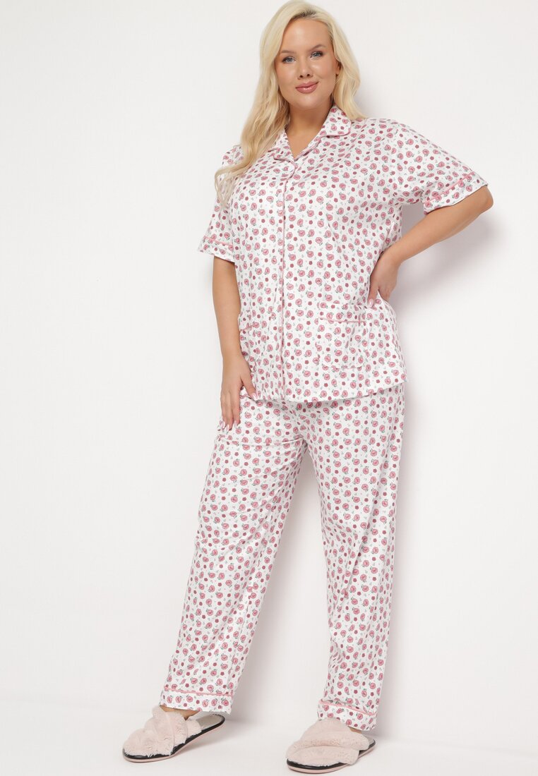 Compleu pijama Roz cu alb