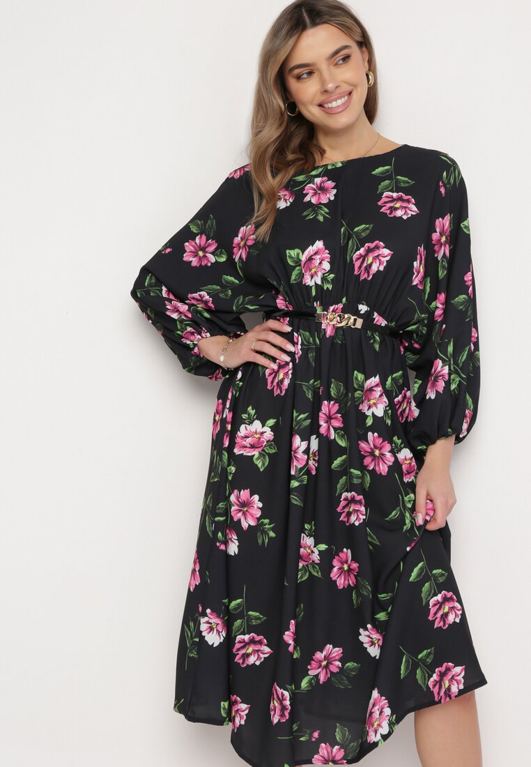 Rochie Neagră cu roz