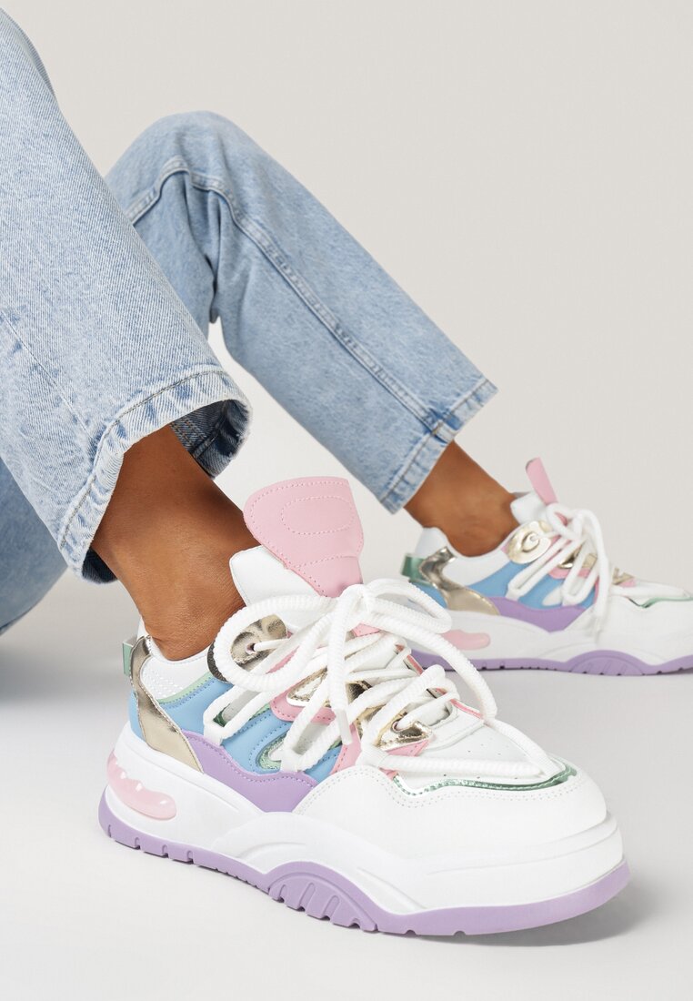 Sneakers Albi și violet