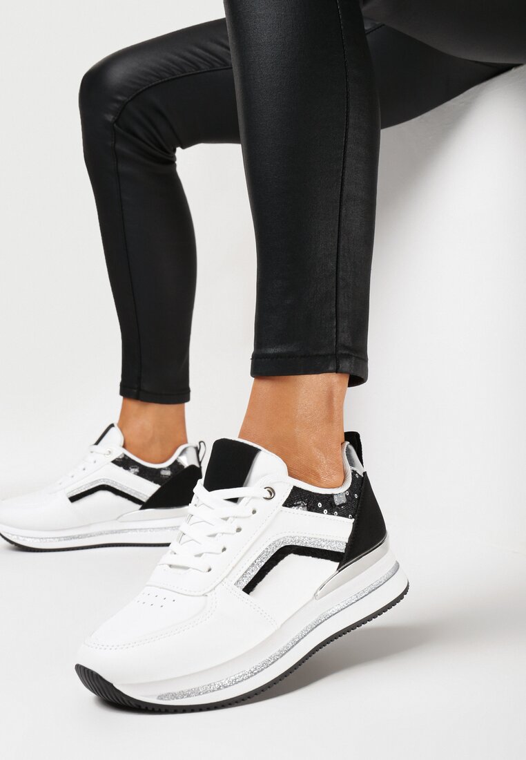 Sneakers Alb cu negru