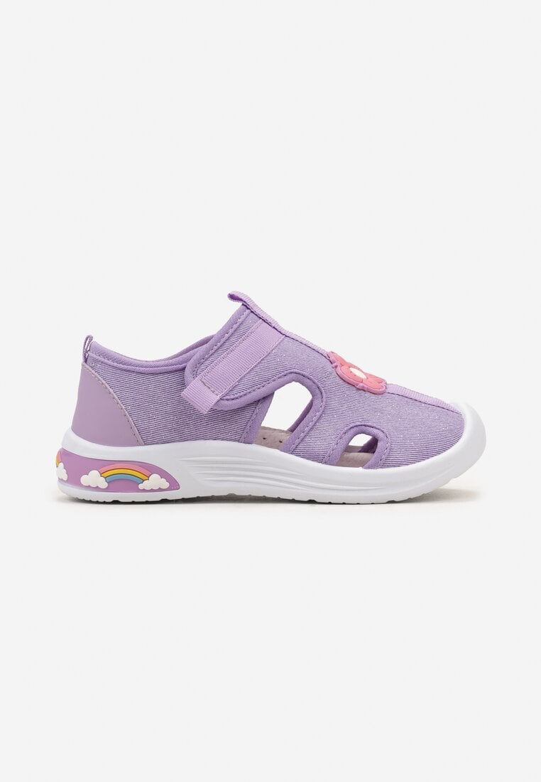 Tenisówki Fioletowe cu Branț din Piele și Fața Închisă cu Velcro Wearila