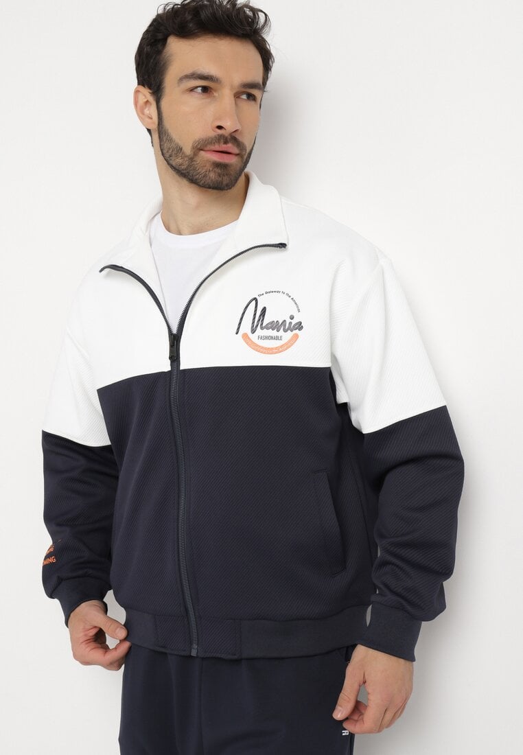 Geacă Albă cu bleumarin