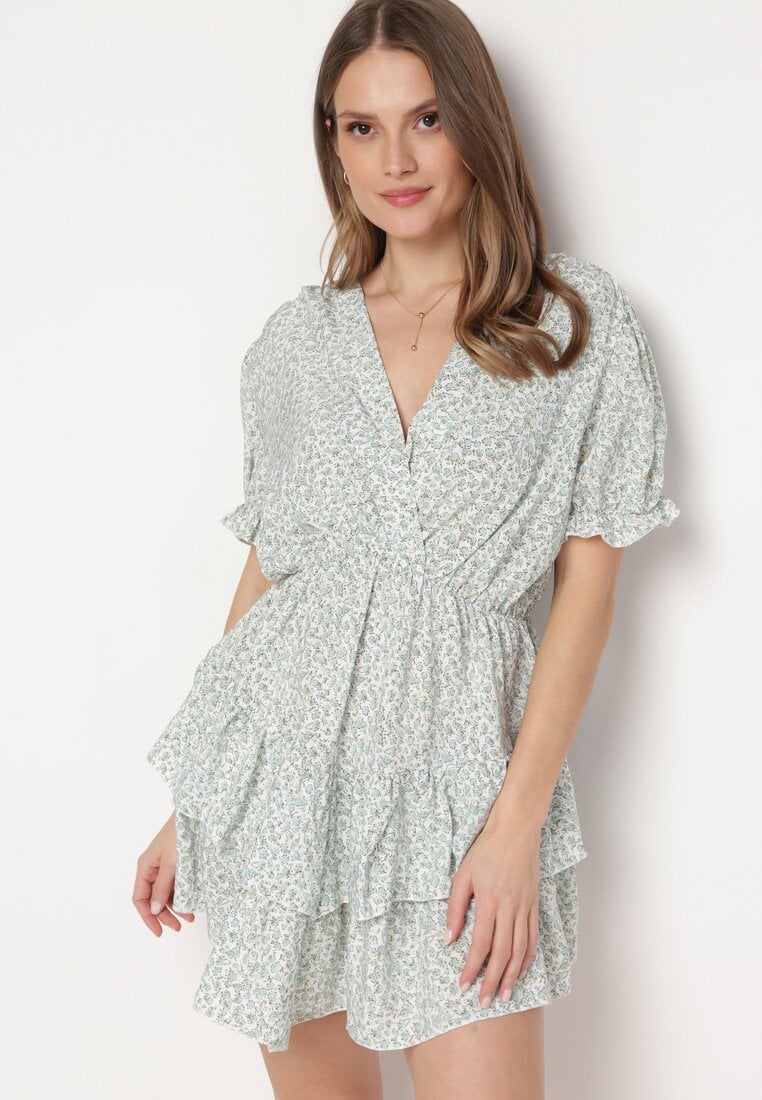 Rochie Albă cu verde