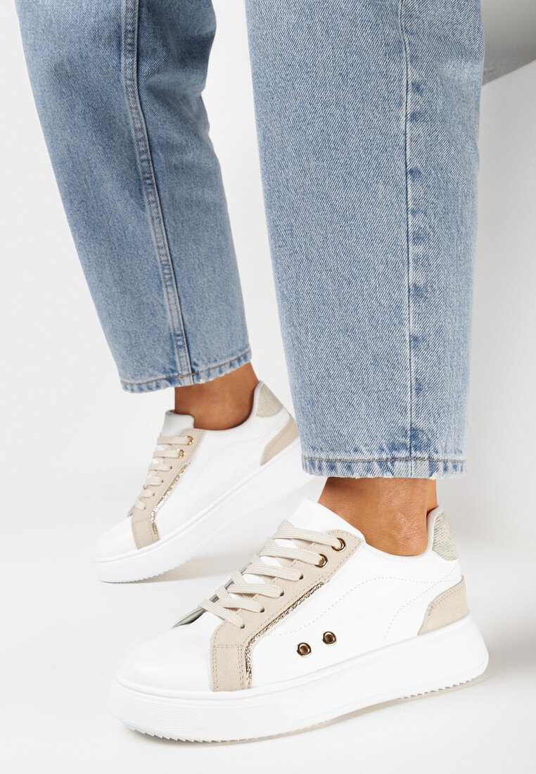 Sneakers Alb cu bej