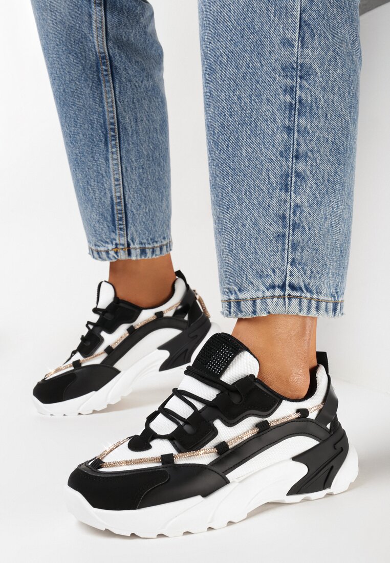 Sneakersy Negre decorate cu șnur de bijuterii Aellwin