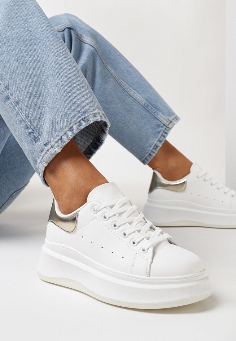 Sneakers Alb cu auriu