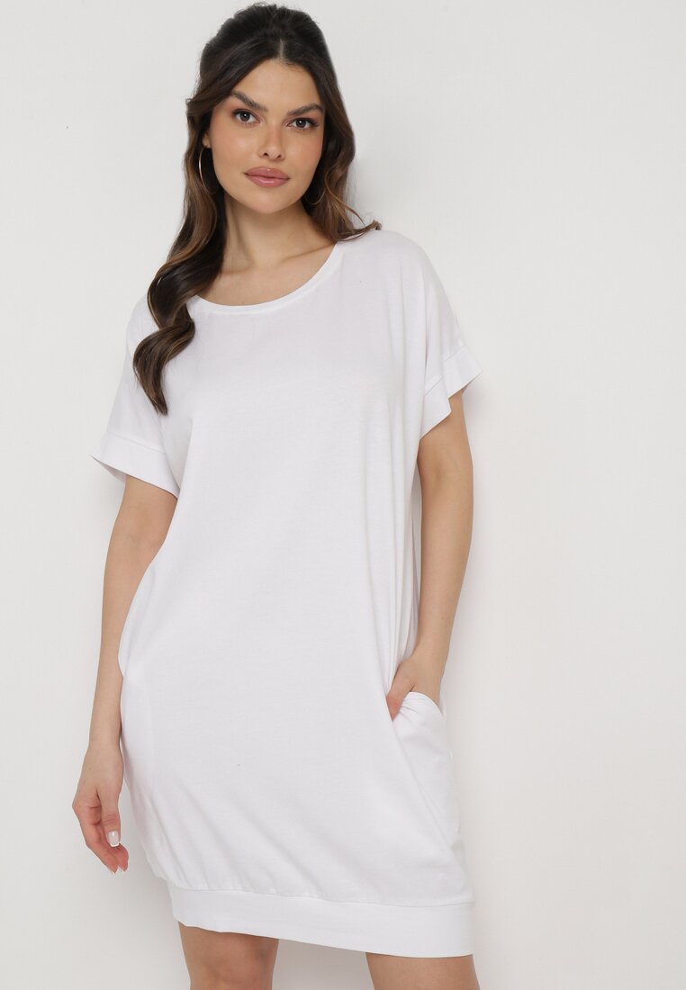 Rochie Albă Tip Tricou În Stil Cutie Scurtă Orlella