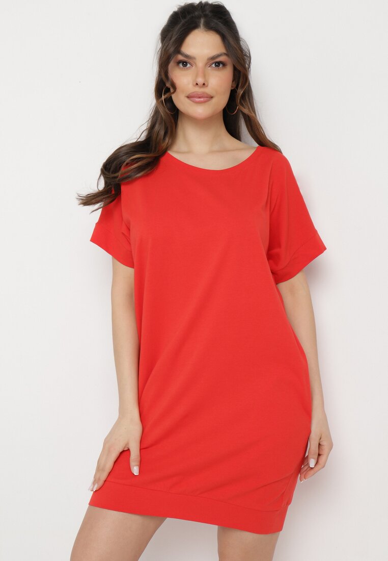 Rochie T-shirt stil cutie roșie cu croială scurtă Orlella