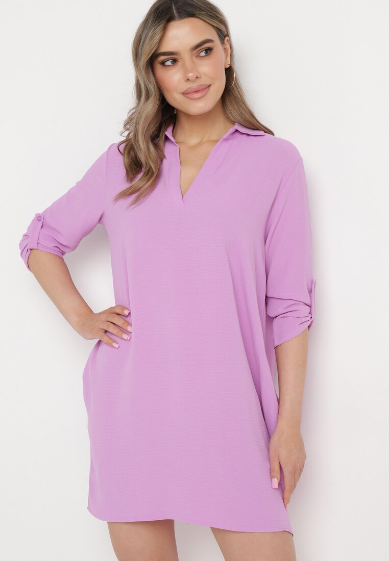 Rochie Cămașă Fioletovă cu croială evazată Neoriana